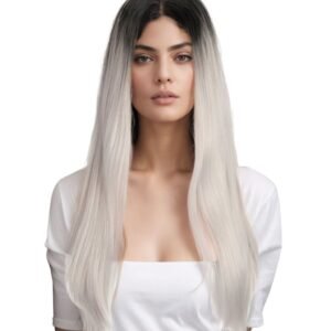 Gray Mix Ombre 22" Straight Synthetic Lace Front Wig