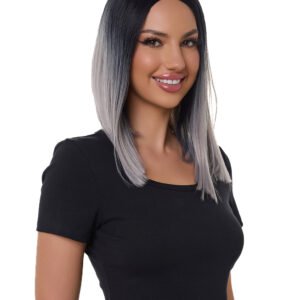 Short Bob Grey Ombre Synthetic Lace Front Wig
