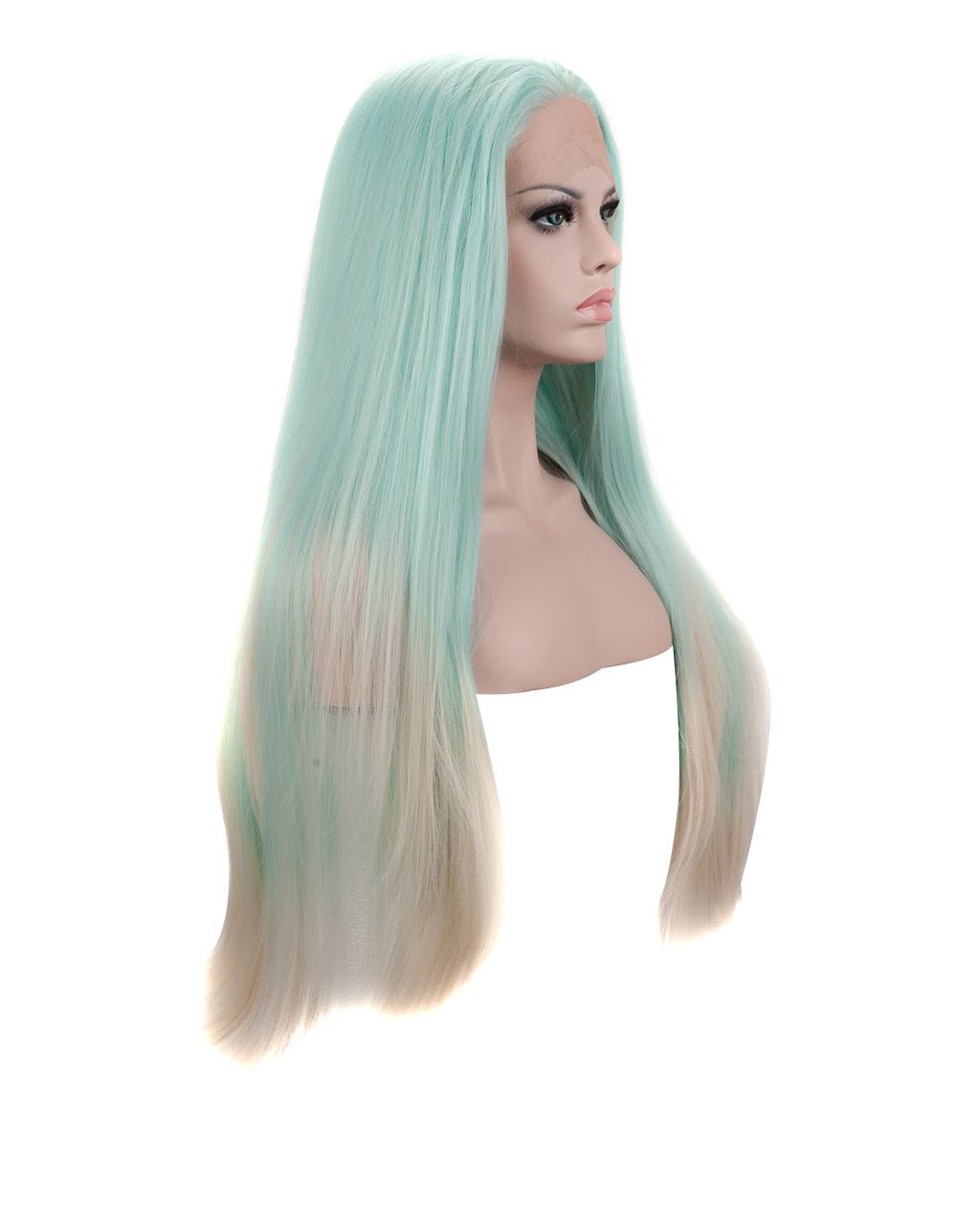 Light Blue Ombre 24" Straight Synthetic Lace Front Wig - Image 8
