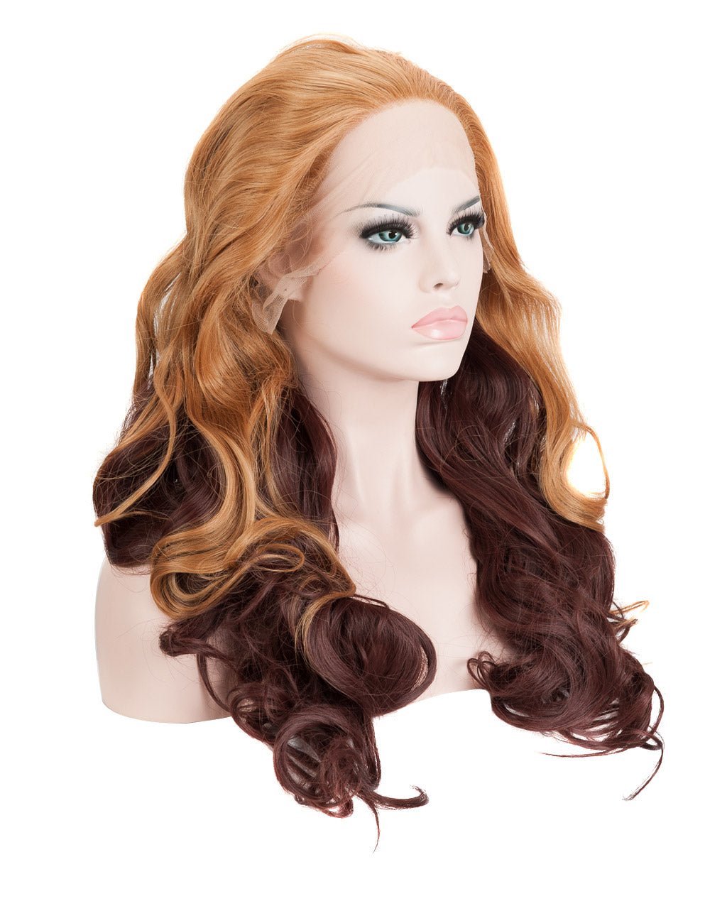 Medium Brown Ombre 20" Wavy Synthetic Lace Front Wig - Image 3