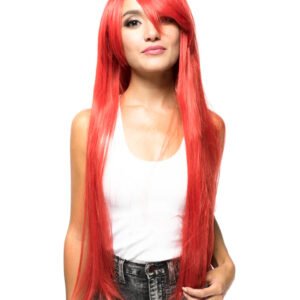 Red Straight Synthetic Costume Wig