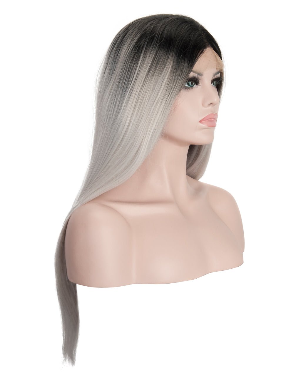 Gray Mix Ombre 22" Straight Synthetic Lace Front Wig - Image 4