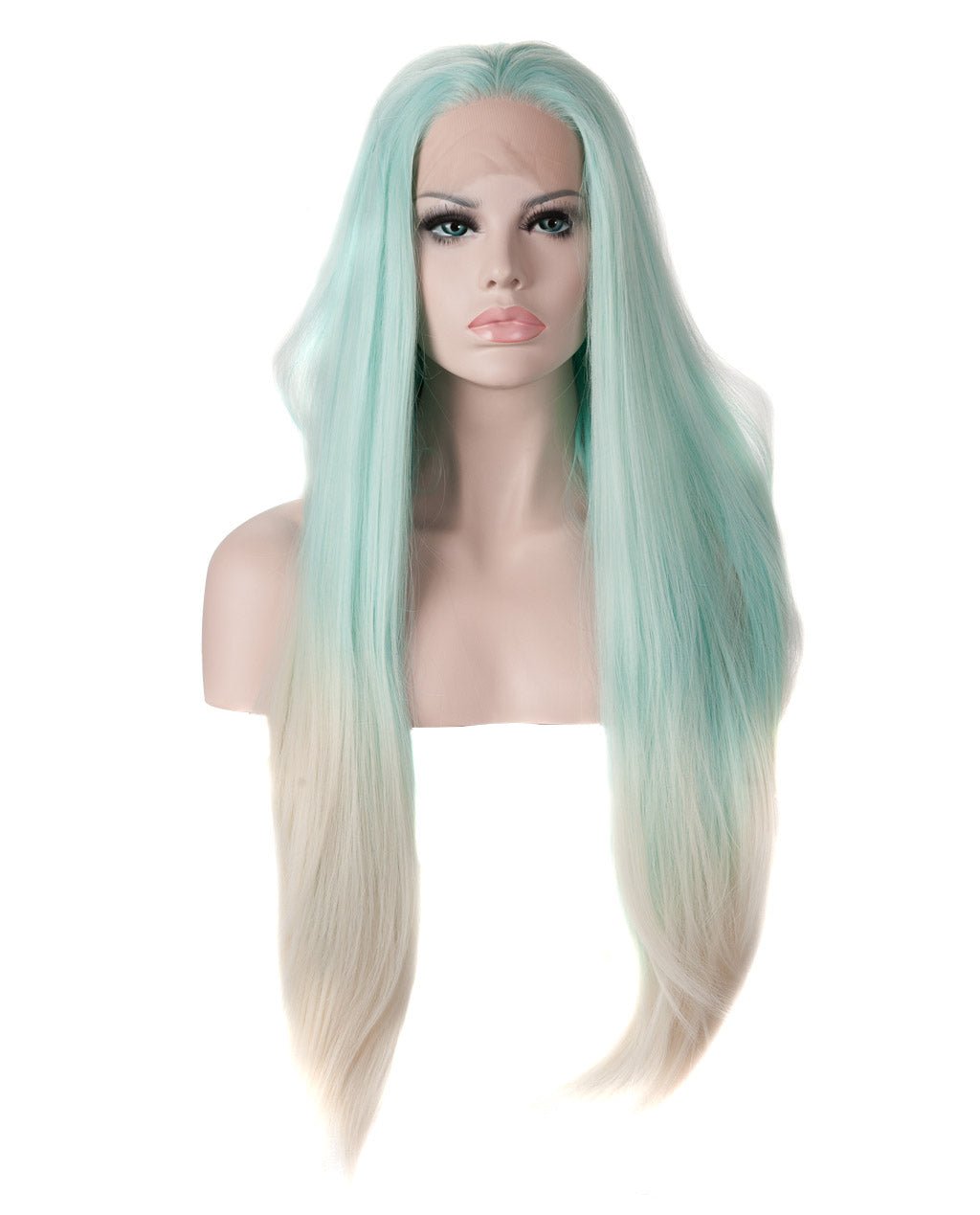 Light Blue Ombre 24" Straight Synthetic Lace Front Wig - Image 2