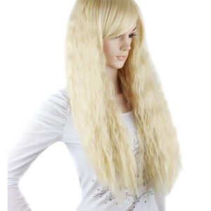 Long Kinky Synthetic  Wig Blonde Color Heat Resistant Synthetic Wig Halloween Wigs