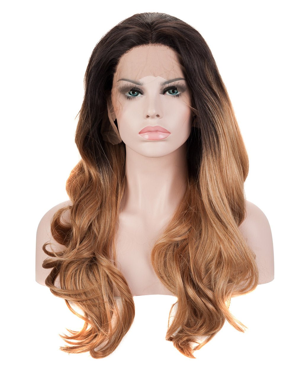 Dark Brown Ombre 20" Wavy Synthetic Lace Front Wig - Image 7