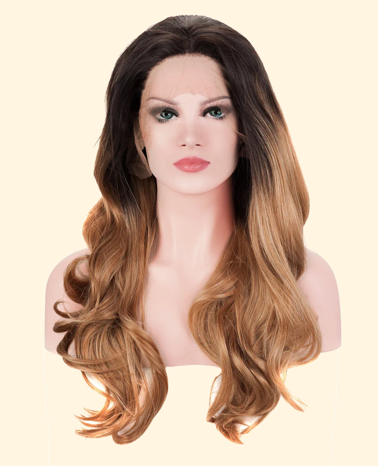 Dark Brown Ombre 20" Wavy Synthetic Lace Front Wig - Image 11