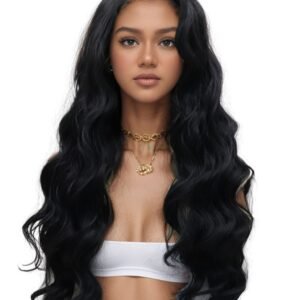 24" Natural Black Body Wave Synthetic Lace Front Wig