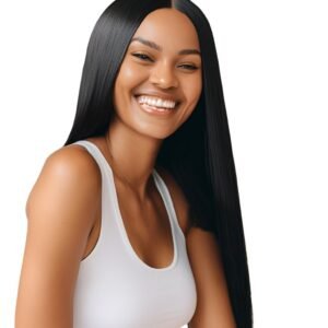 22" Natural Black Synthetic Lace Front Wig