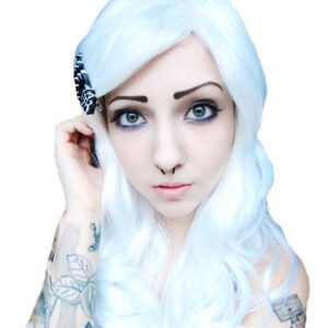 Ice White Swept Bang Wavy Costume Wig