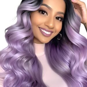 Lavende Ombre 22" Body Wave Synthetic Lace Front Wig