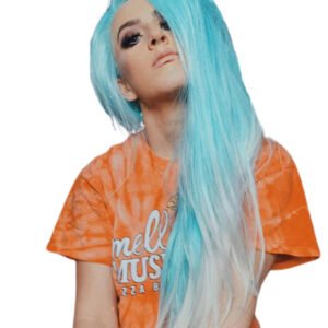 Light Blue Ombre 24" Straight Synthetic Lace Front Wig