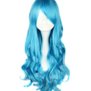 Long Curly Synthetic Lolita Costume Wig - Blue