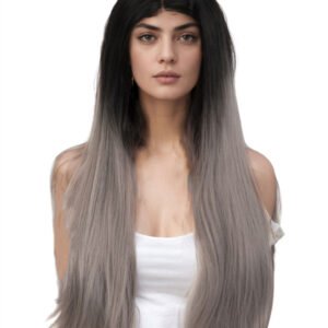 Gray Mix Ombre 24" Straight Synthetic Lace Front Wig