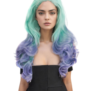 Light Blue 22" Ombre Body Wave Synthetic Lace Front Wig