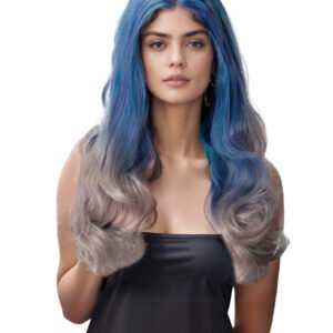 Blue/Gray Wavy 18"  Synthetic Lace Front Wig